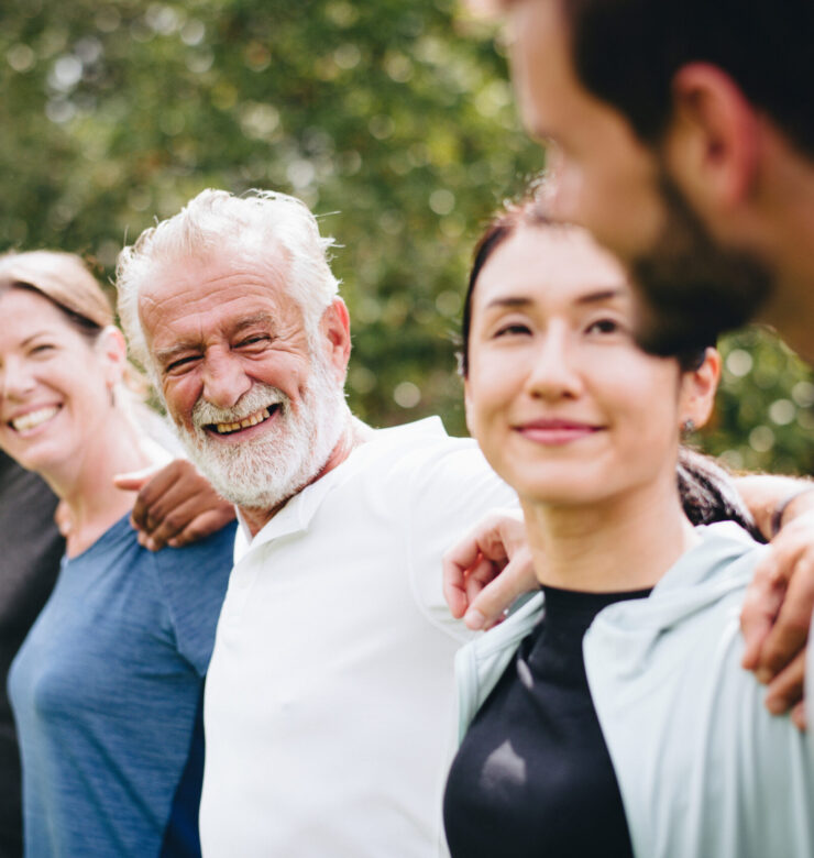 Happy diverse people together in the park